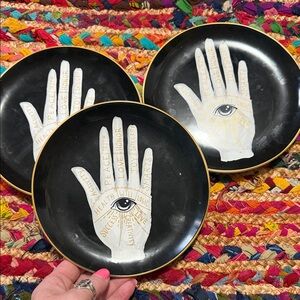 Spell Black & Gold Palmistry Decorative Dinner Plates (Set of 3)